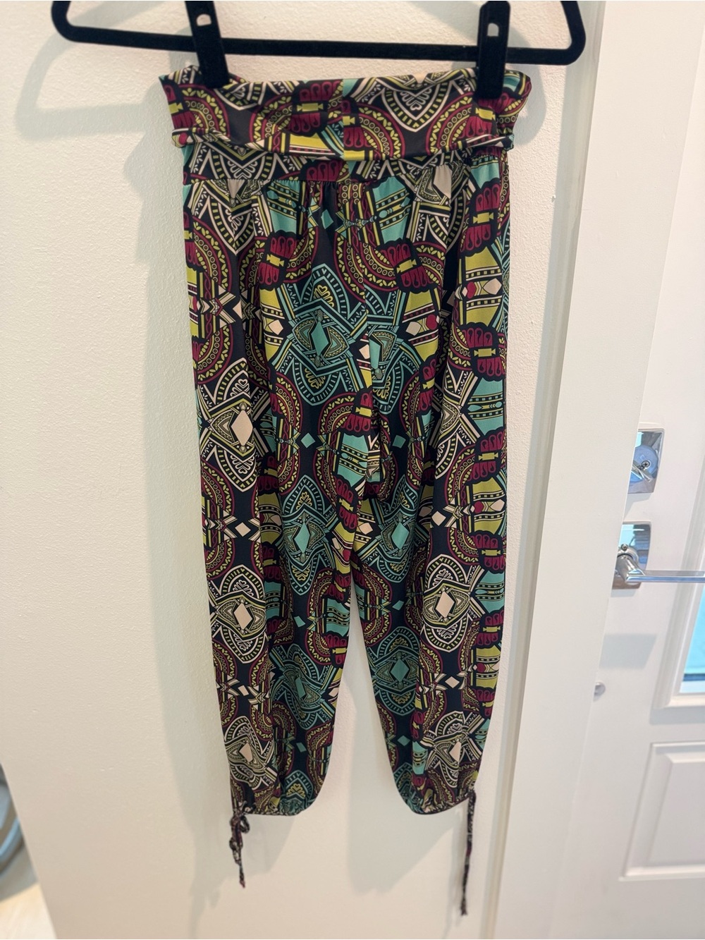 Onzie Boho Print Harem Pants in Teal & Burgundy - Picture 5 of 7